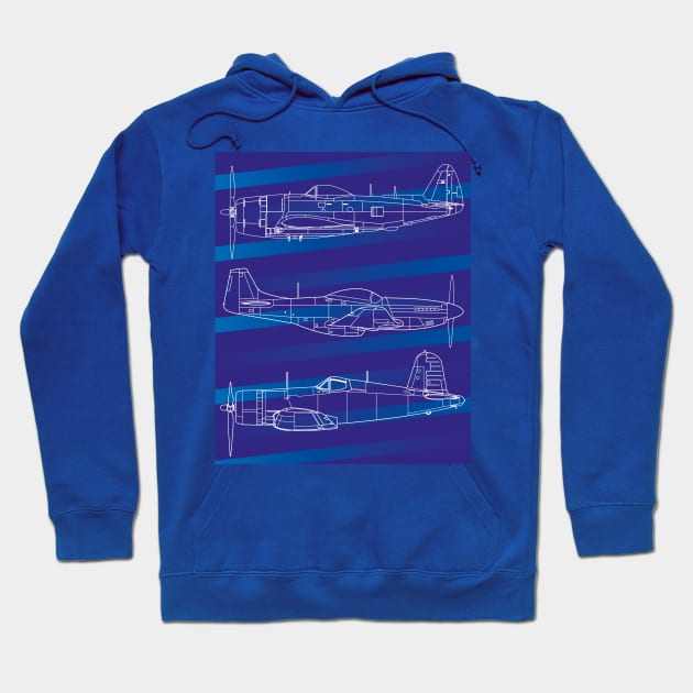 Blueprint Skies: Iconic Warbirds Hoodie by Blue Gingko Designs LLC